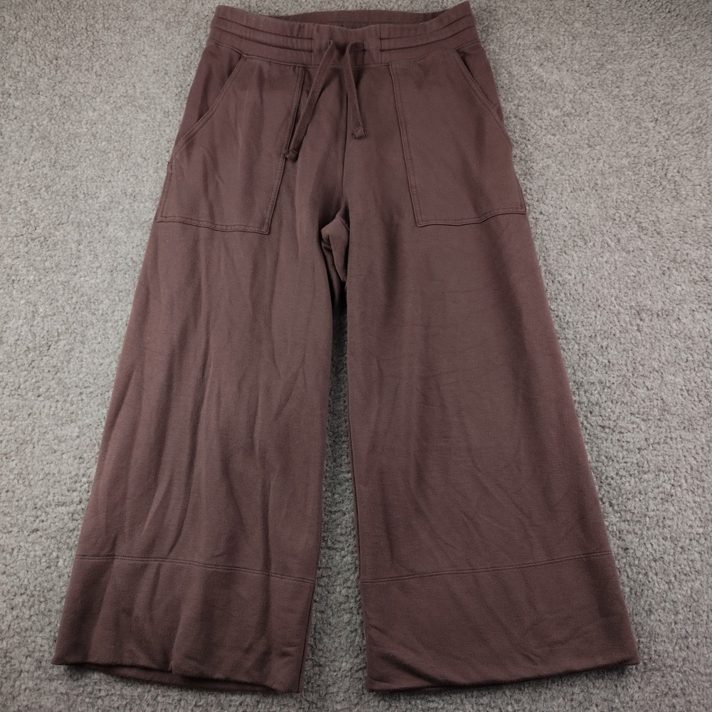 Quince Tencel Modal Wide Leg Crop Sweatpants Brown Small Lounge Resortwear
